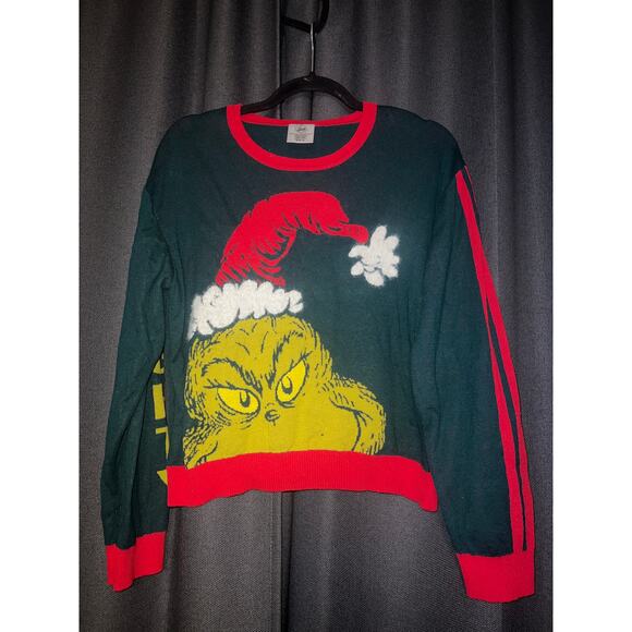 Ugly Christmas Sweater Xmas Size XL Grinch Crop - Picture 1 of 3